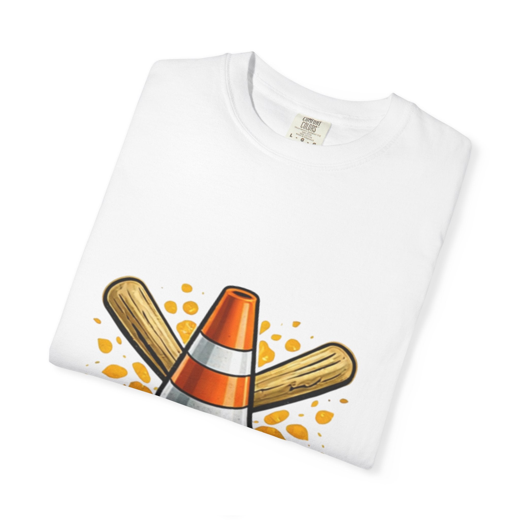 Traffic Cone & Bats T-Shirt — Construction Baseball Graphic Tee