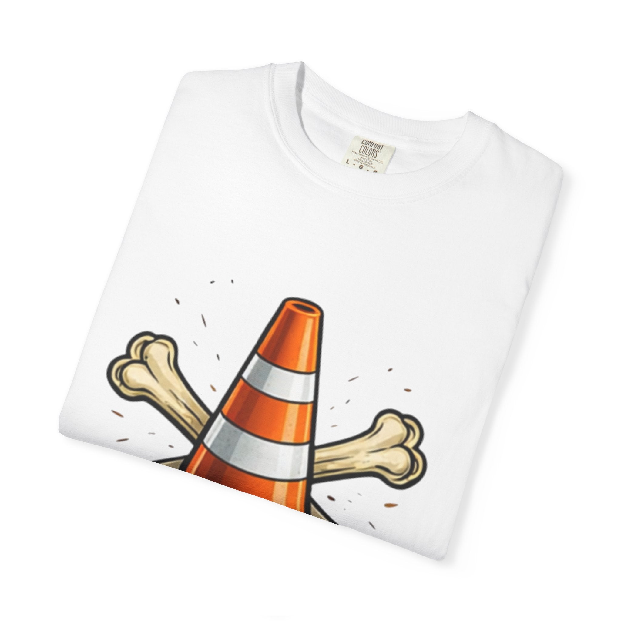 Traffic Cone Crossbones T-Shirt — Funny Construction & Roadwork Graphic Tee