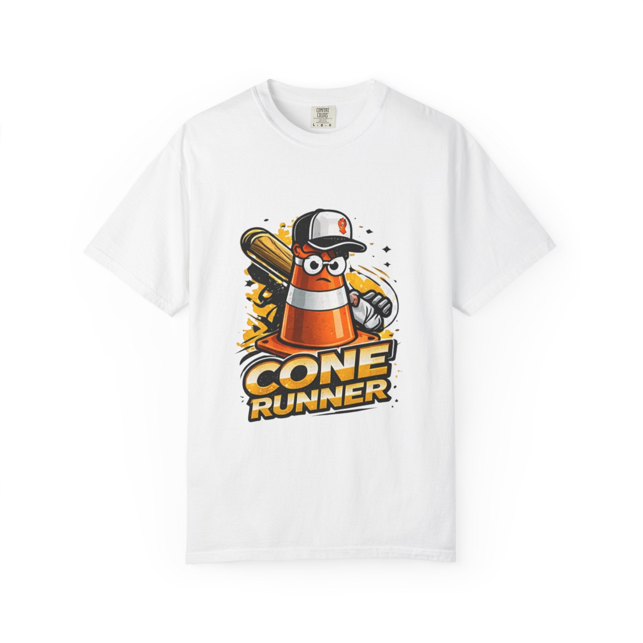 Cone Runner Graphic T-Shirt — Fun Construction Traffic Cone Design