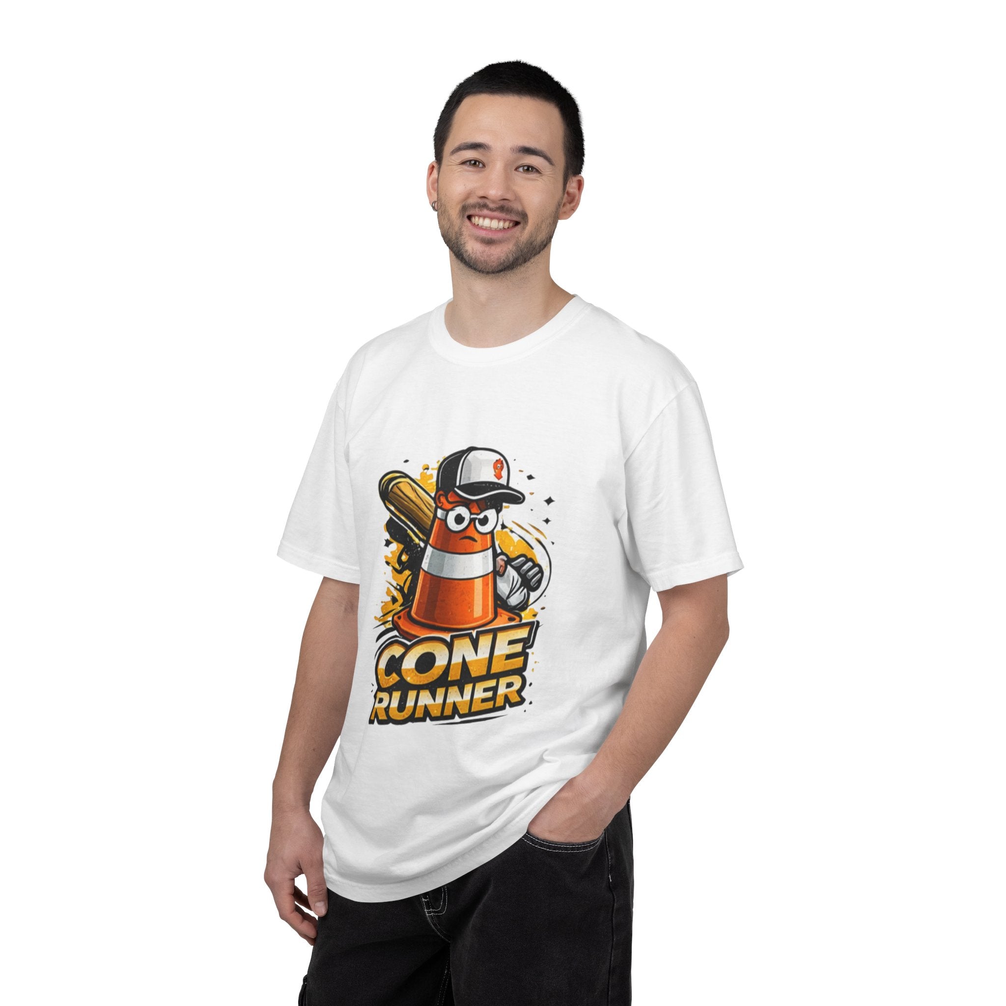 Cone Runner Graphic T-Shirt — Fun Construction Traffic Cone Design